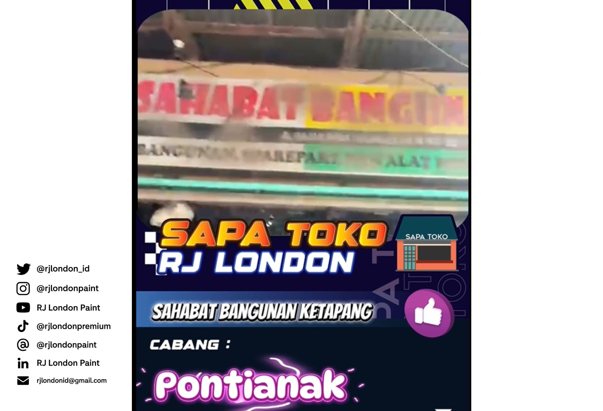 Sapa Toko Cabang Pontianak: Toko Sahabat Bangunan Ketapang, Mitra Andal Produk RJ London